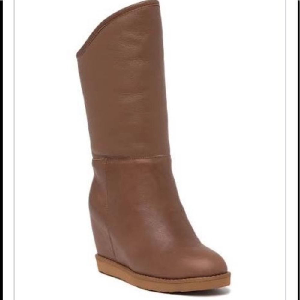 Australia Luxe Collective Genuine Sheepskin Fur Lined Tall Wedge Boots